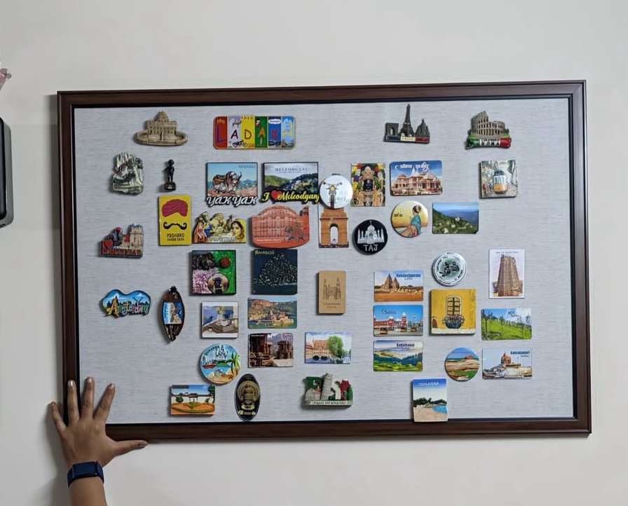 Handcrafted magnetic wall art board for living room souvenir display